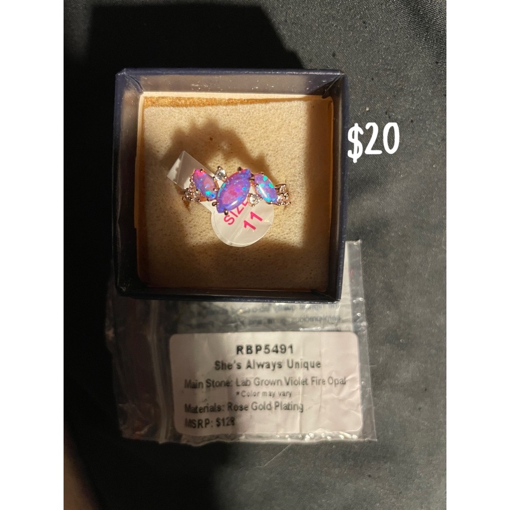 She's Always Unique Violet Opal Ring with Rose Gold Plating